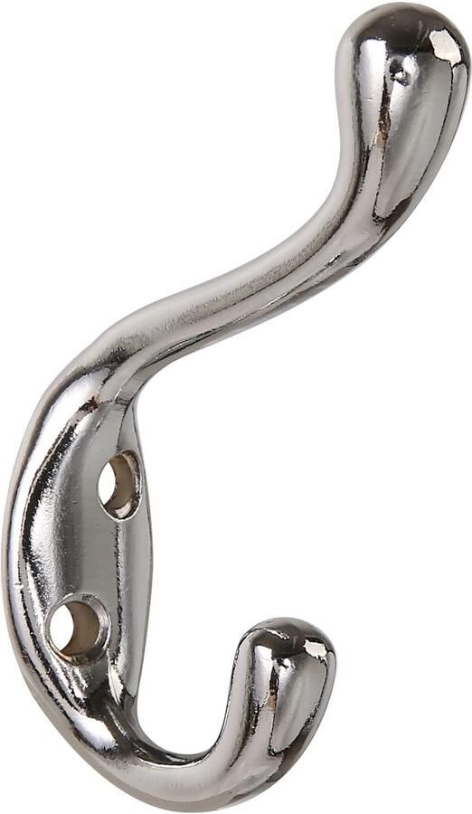 HASWARE 6-pack dubbele kapstokhaken dubbele kapstokhaken met 12 schroeven antieke vintage hangers groot zwaar uitgevoerd voor hoeden kledinghangers en handdoeken (satijnchroom)