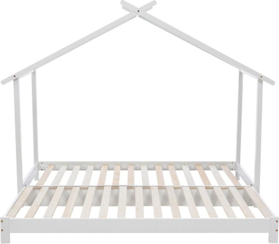 Zonder merk Gotagee Huisbed 90 180x190cm uitklapbaar vloerbed (zonder matras) Kinderbed Wit Massief houten bed