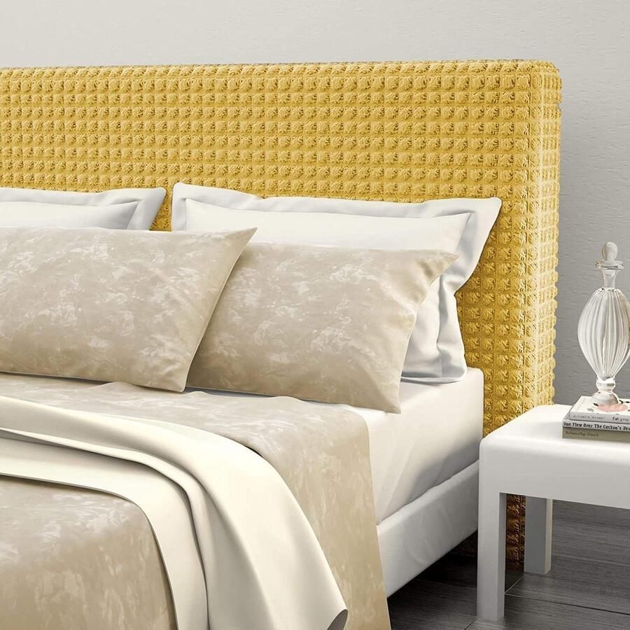 Headboard Cover Double Bed Ochre Elastic Universal Stretchable up to 200 cm hoofdbord hoes elastische