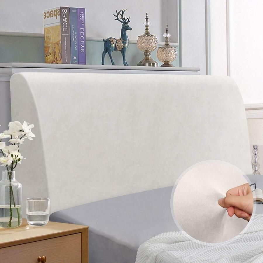 Headboard Cover Elastic Protection Plain White 120-140 cm Fits TAOCOCO Beds hoofdbord hoes elastische