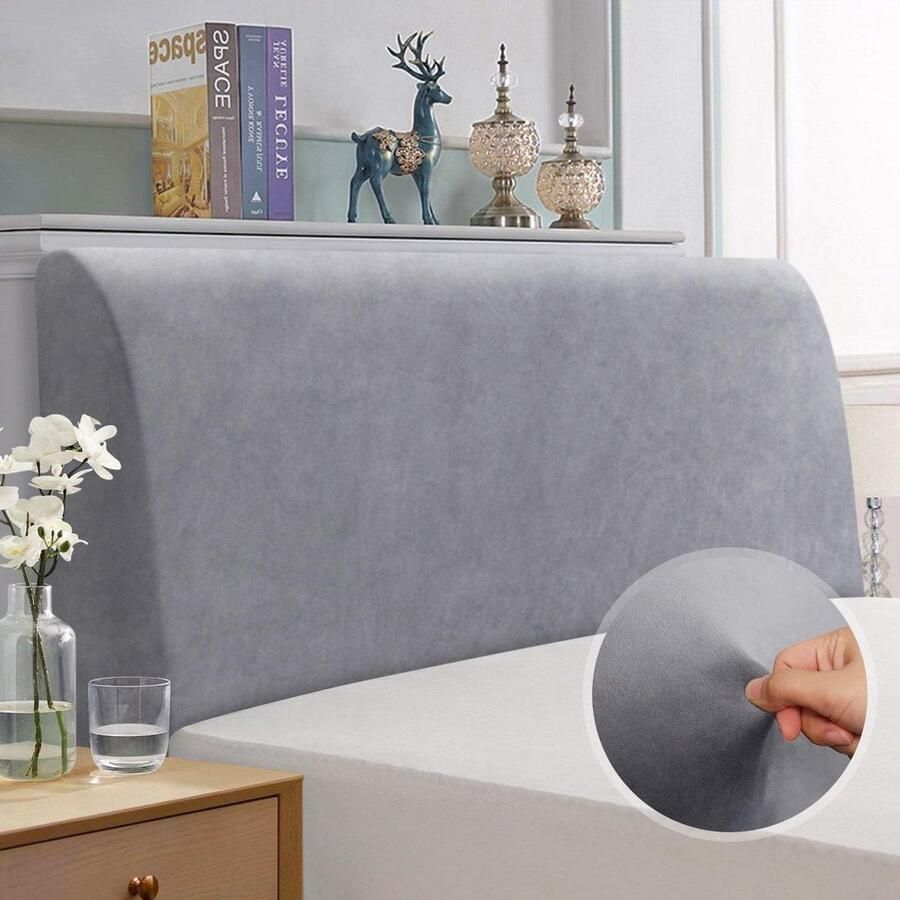 Headboard Cover Plain Light Grey Elastic Protection 180-200 cm hoofdbord hoes elastische
