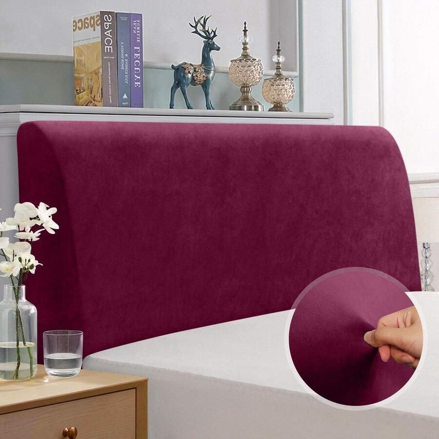 Headboard Covers Velvet Elastic All Inclusive Protector King Double Bed Grey-Wine Red hoofdbord hoes elastische
