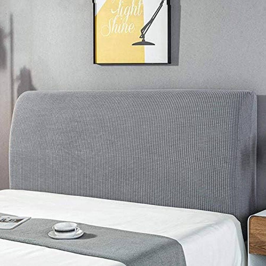 Headboard Protective Cover Grey Protector Headboard Cover Plain Design Bed Headboard Covers Bed Headboard Cover 140-160 cm Stretchy Washable Removable Plain for Bedroom (Grey)