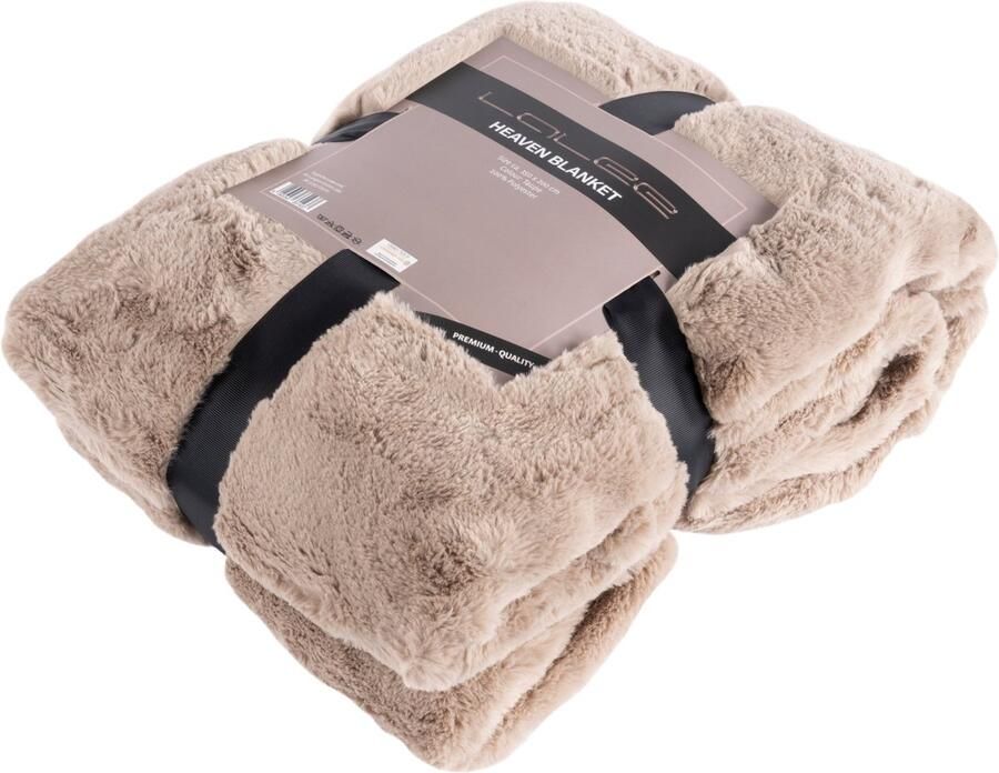 Heaven fake bont Plaid fluffy fleece deken taupe 150x200cm taupe