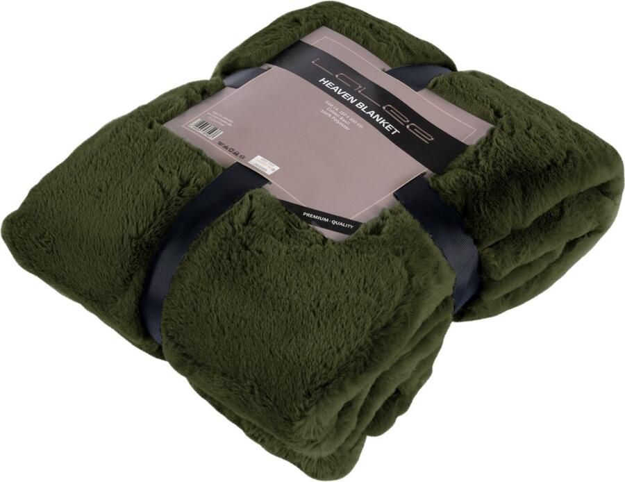 Heaven fake bont Plaid fluffy fleecedeken olijf groen 150x200 cm groen