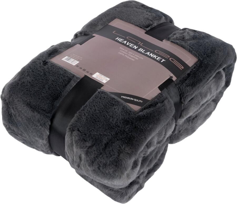 Heaven Plaid fleece Deken fkuffy super zacht 150x200cm antraciet grijs