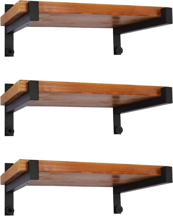 Zeshoekige wandrekken van metaal voordeelset van 3 zwart hangwand woonkamer. wandrek - Foto 3