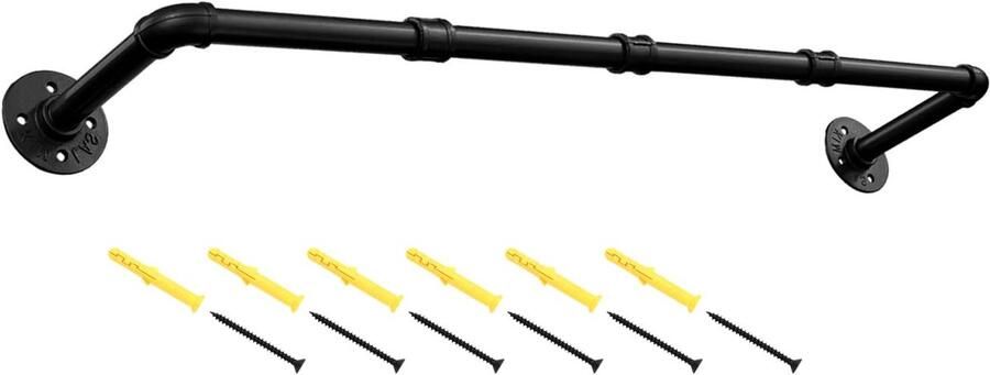 Kledingrek Heavy Duty kledingstang muur gemonteerd 90 cm industriële retro pijp kledingrek detailhandelsweergave kledingstang maximale belasting 65 kg