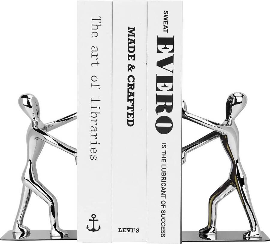 Heavy Duty Kung Fu Man Boekensteunen Roestvrij staal Antislip Humanoïde Boekensteunen voor Thuiskantoor Bibliotheek School Decoratieve Boekensteunen (Kung Fu Man Zilver)