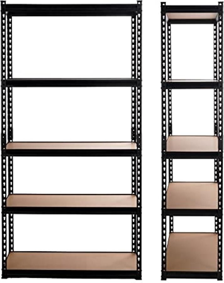 Heavy Duty Metalen Werkrek 5 Laags Opslagrek voor Garage Keuken en Woonkamer 183x90x40cm Zwart