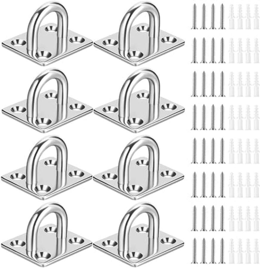 Heavy Duty Pad Eye Plate Staple Ring Haaklus U-vormige zeilschaduwhardware M5 Plafond Hangmat Haken voor Schommel