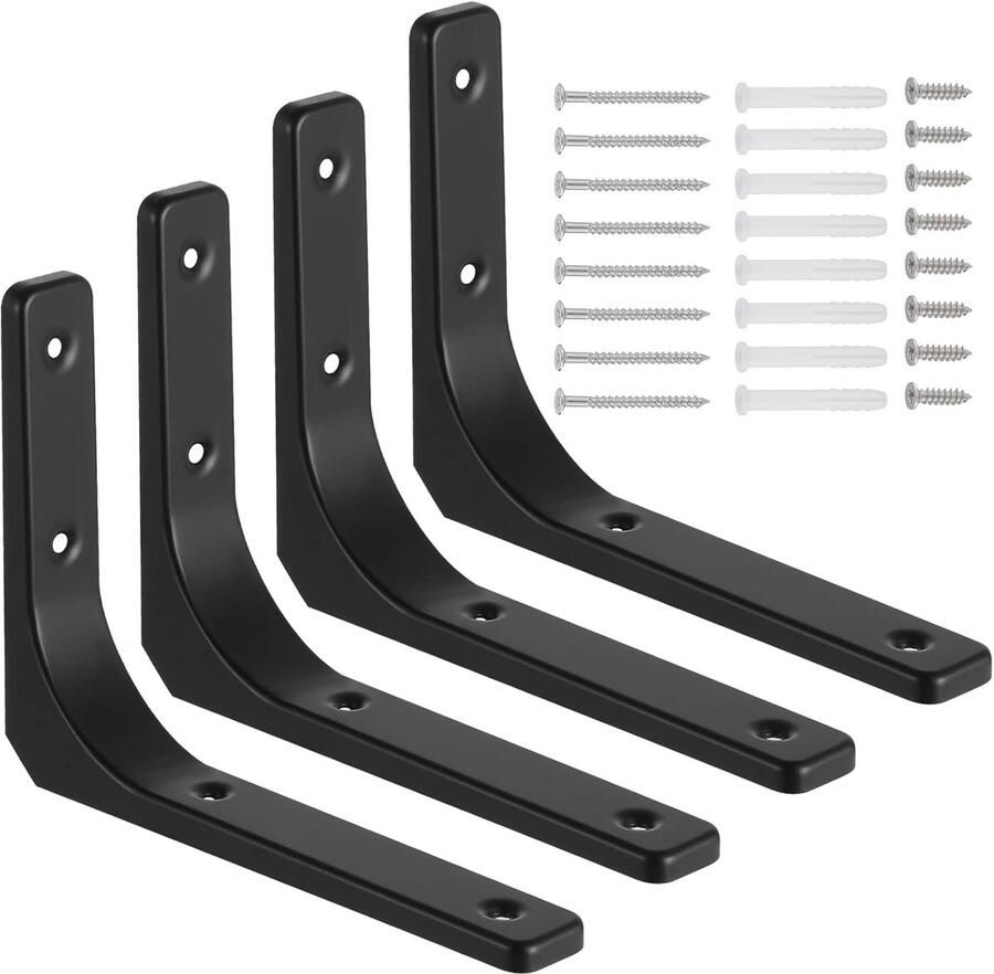 Heavy duty plankhouders multifunctioneel 4 stuks zwart metalen 20 cm