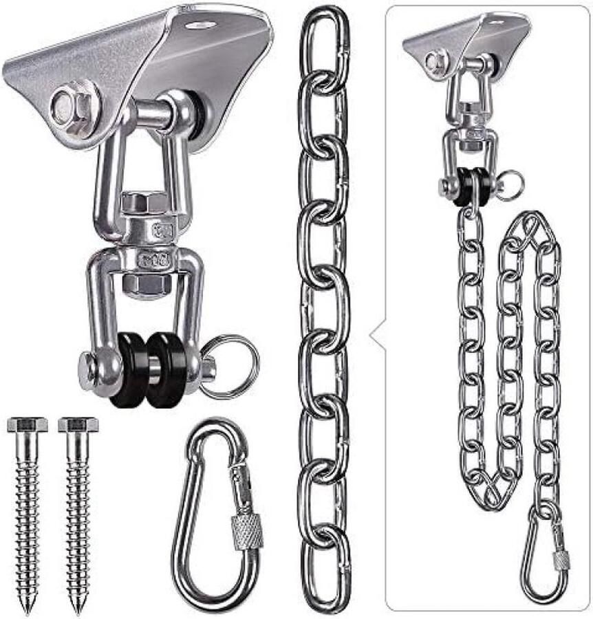 Heavy Duty Swing Hangers met Ketting en Karabijnhaak 360° Draaibaar 2 Schroeven voor Houten Hangmat Stoel Veranda Swing Sets