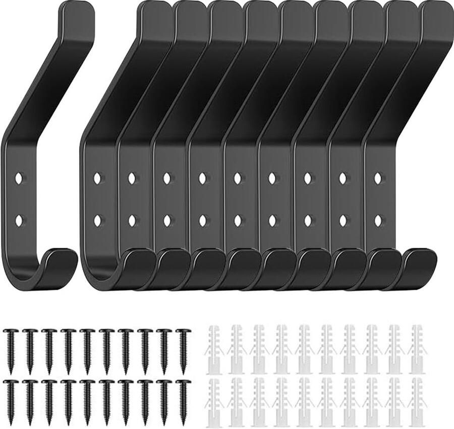 Heavy Duty Vintage Kapstokhaken Duurzaam en Stijlvol Set van 2 Zwart Aluminium