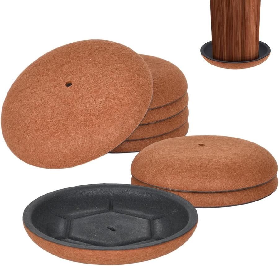 Heavy Furniture Glides 8 Stuks Meubelbescherming Herbruikbare Bescherming tegen Krassen en Geluiden Houten Vloer Beschermers voor Stoelpoot Caps Ronde Bruin