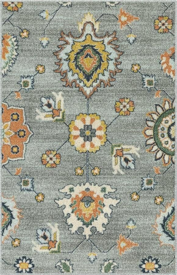 Hedendaagse Motief Keuken Tapijten Non Skid Accent Area Tapijt Stralend Grijs Gemaakt in USA 2'6 x 3'10