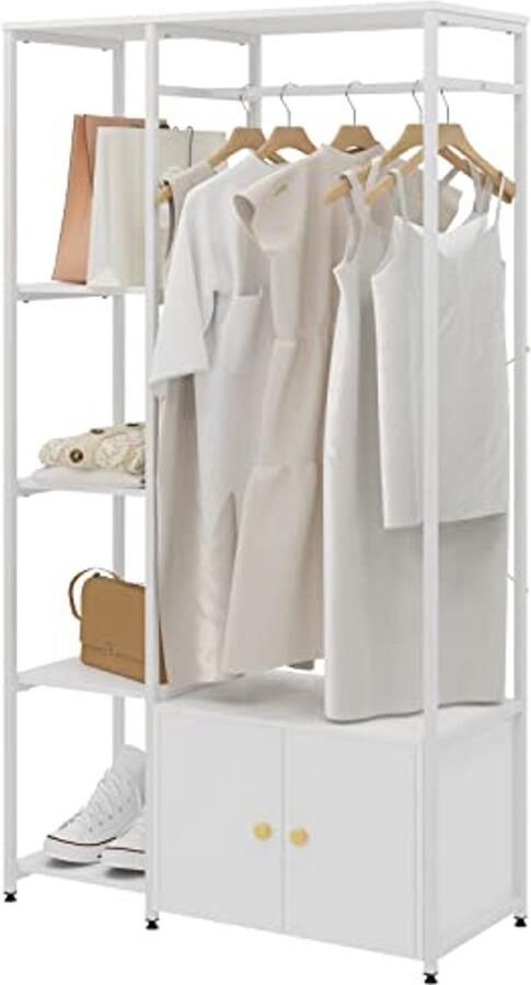 Hedendaagse Vrijstaande Kapstok met 4 Planken en Kledingstang Ruimtebesparend Design voor Kledingopslag