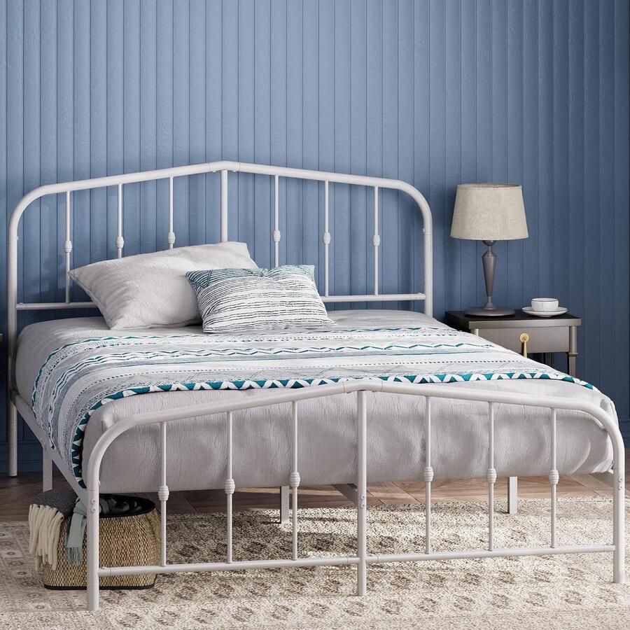 Heidi bed 140 x 200 cm opbergruimte metalen bedframe wit