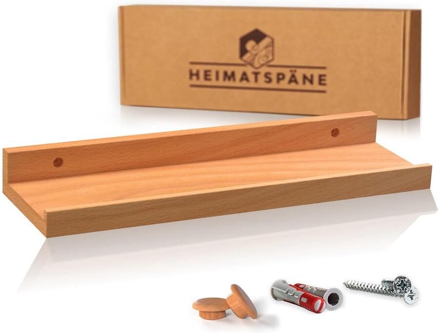 Heimatspäne schilderijlijst kern beuken 40cm wandplank hout [incl. schroefafdekkingen van echt hout] plankplank hout als wandplank of zwevende plank
