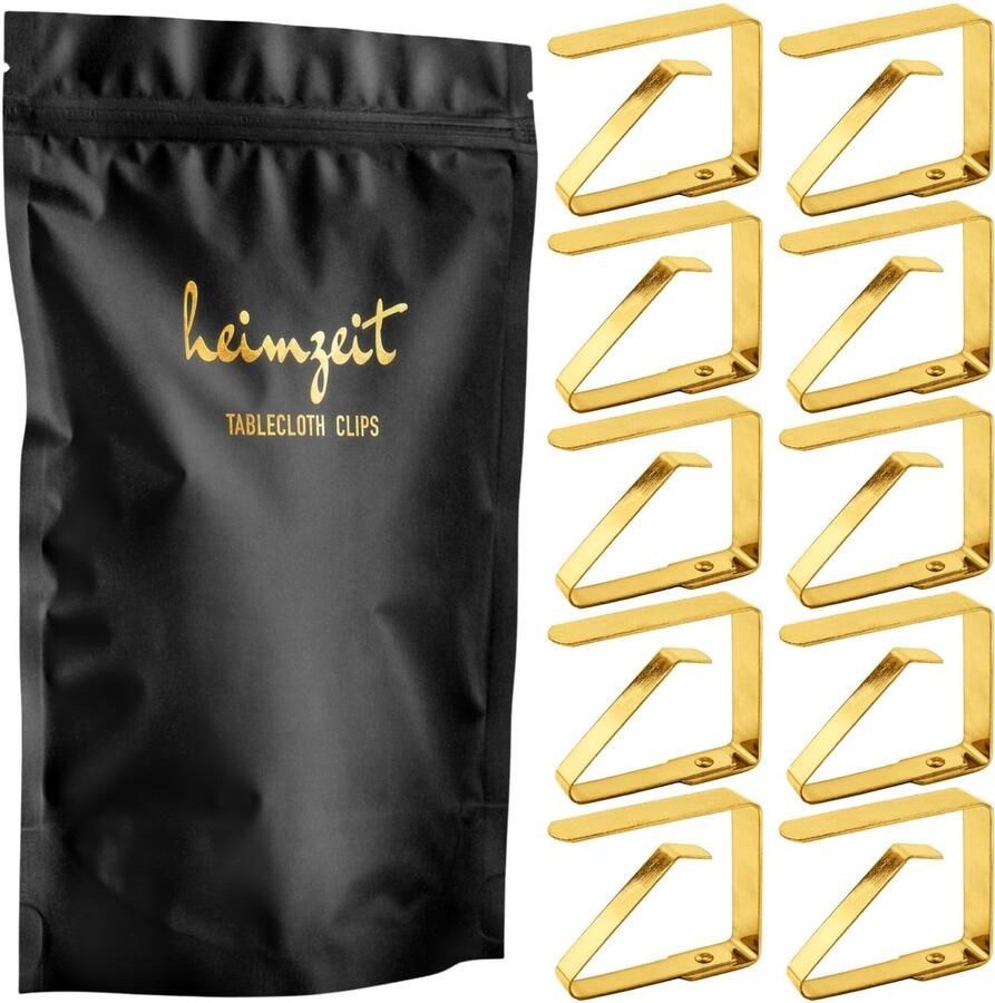 Heimzeit tafelkleedklemmen van hoogwaardig roestvrij staal [10 stuks 4 cm] Goud tafelkleedhouder voor binnen en buiten tafelkleedklemmen voor tafels met een maximale dikte van 3 cm