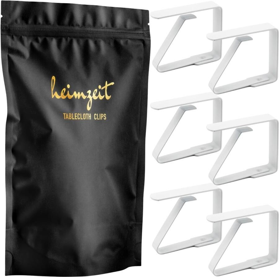 Heimzeit tafelkleedklemmen van hoogwaardig roestvrij staal [6 stuks 4 cm] Wit tafelkleedhouder voor binnen en buiten tafelkleedklemmen voor tafels met een maximale dikte van 3 cm
