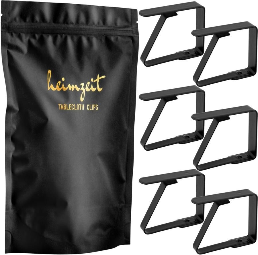 Heimzeit tafelkleedklemmen van hoogwaardig roestvrij staal [6 stuks 4 cm] Zwart tafelkleedhouder voor binnen en buiten tafelkleedklemmen voor tafels met een maximale tafeldikte van 3 cm