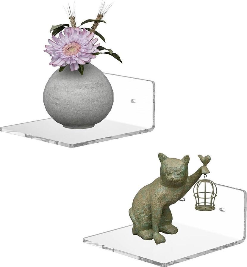Helder acryl zwevend rek voor wandmontage 15 cm woondecoratie planten 2 stuks Wandplanken & -rekken