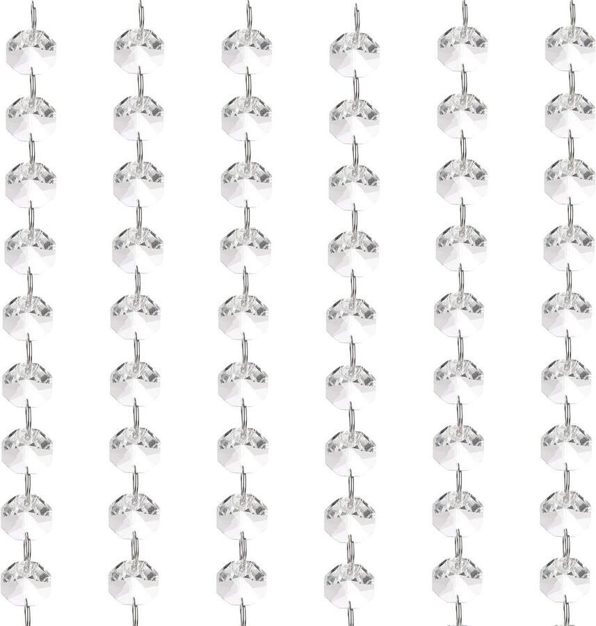 Allecto Plus Helder Glazen Kristallen Kandelaar Kralen Ketting Guirlande (6 stuks) – Decoratieve DIY Hobby Huwelijk Kerst Feest Sieraden en Lampen 1m Strengen