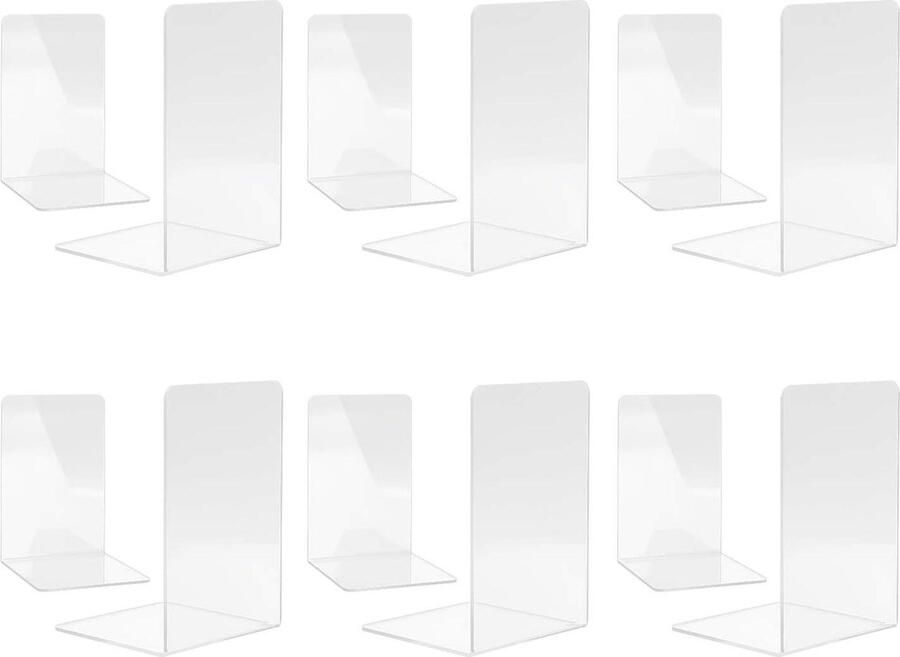 6 paar heldere acryl boekensteunen voor planken antislip desktop organizer transparante boekhouder boekjes voor kantoor school bibliotheek