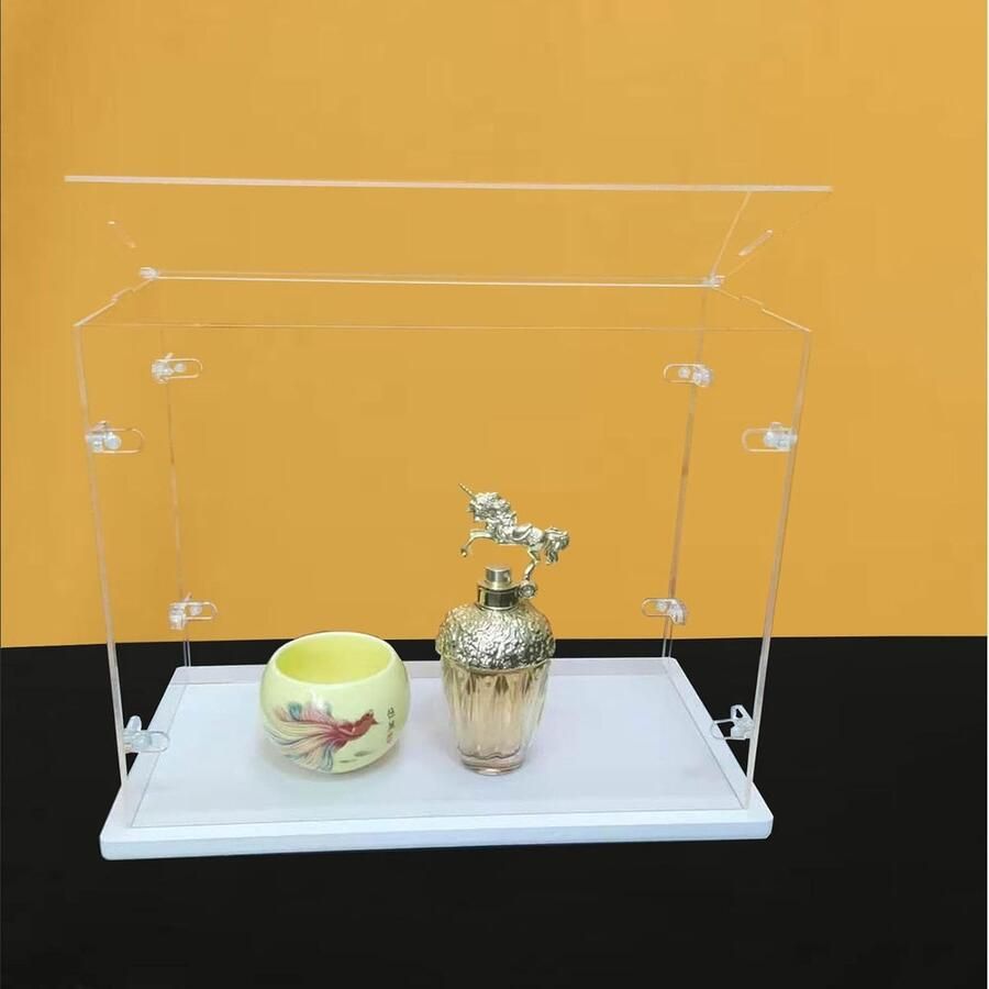 Heldere acryl displaykast stofdicht 1 stuk wit 50x30x40 cm