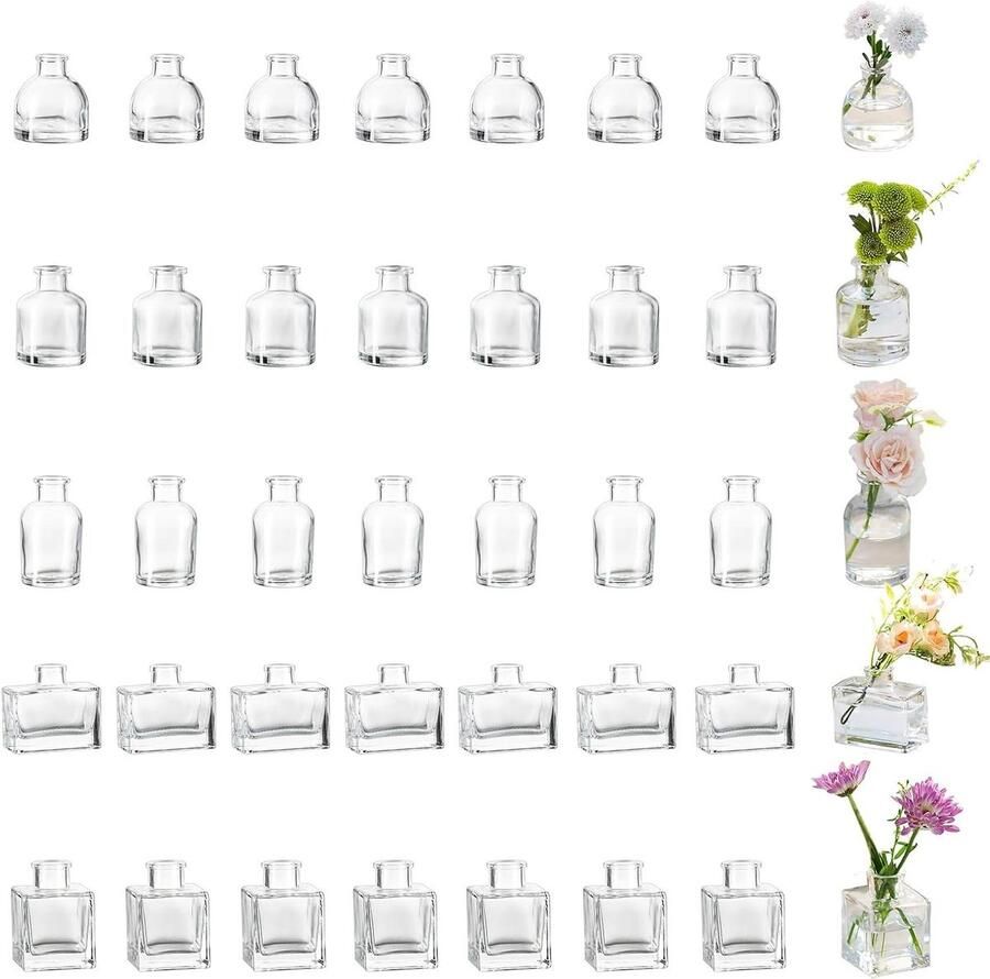 Heldere Bloemenvaas Set Van 40 Chique Bud Vases Moderne Mini Vaas Voor Eettafel Decoratie Decoratieve Vaas Voor Bloemen Bruiloft Tafelstukken