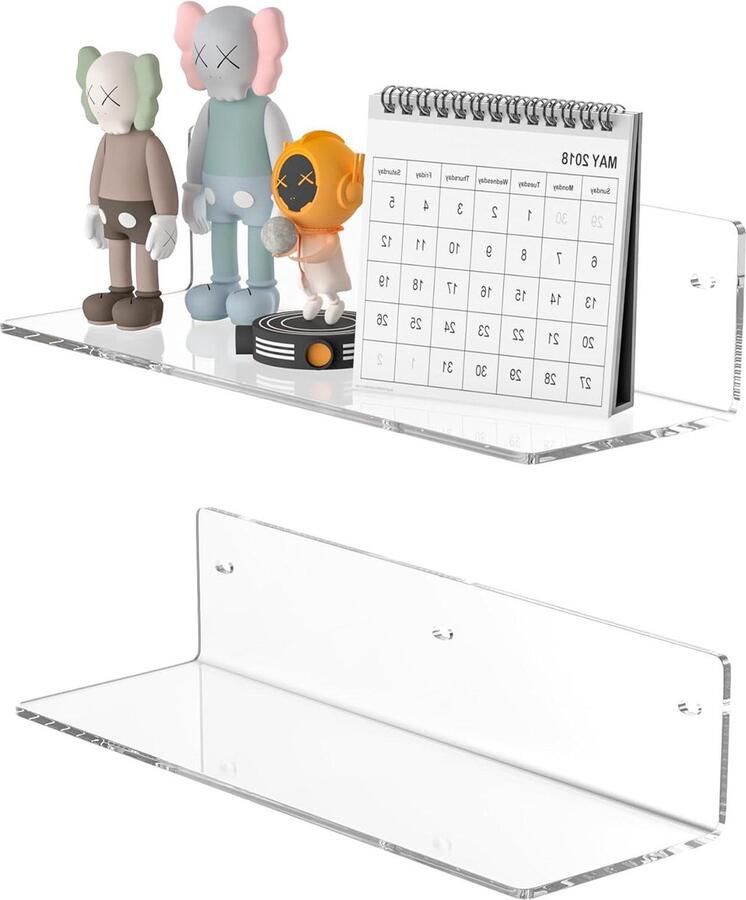 Heldere Wandplanken Moisture-Resistant Geschikt voor Badkamer Slaapkamer 2 Stuks Helder Acryl 30 cm