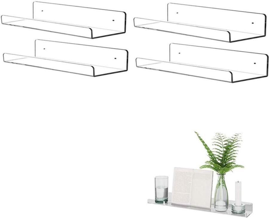 Heldere zwevende planken van acryl 6 stuks 30 cm zelfklevende zwevende planken van acryl voor in de badkamer geen boren nodig moderne wandplank boekenplank voor kinderen displayplank voor in de slaapkamer woonkamer