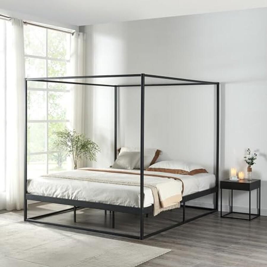 Hemelbed Kristianstad 160x200 cm Zwart