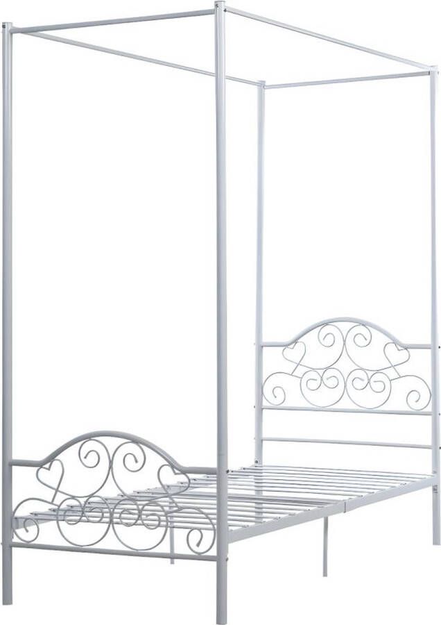 Vente-unique Hemelbed LEYNA 90 x 190 cm Metaal Wit L 198.5 cm x H 211 cm x D 92 cm