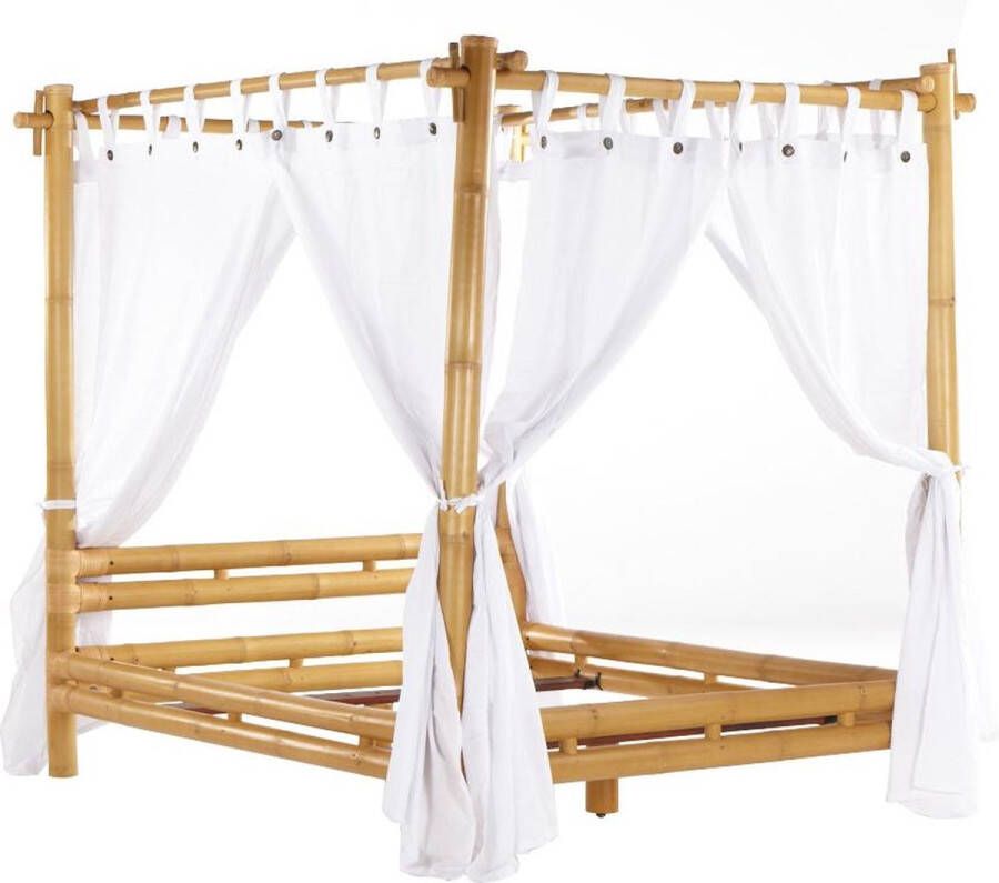 Hemelbed met gordijn 160 x 200 cm Bamboe naturel -MALINDI L 180 cm x H 210 cm x D 220 cm