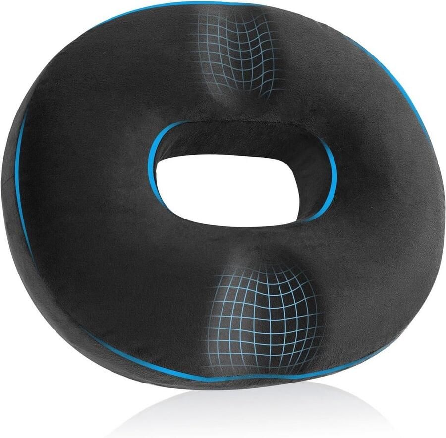 Hemorrhoids Orthopaedic Memory Foam Donut Cushion Ergonomic Coccyx Cushion for Wheelchairs Cars and Office Chairs Increased Seat Comfort 45x40x9cm (Black)