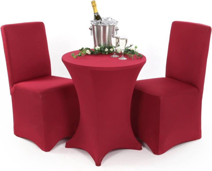 Henry set van 4 stretch stoelhoezen ronde en hoekige rugleuningen voordeelverpakking bi-elastische pasvorm met Öko-Tex sign standard 100: tested vertrouwen (bordeaux) - Foto 2