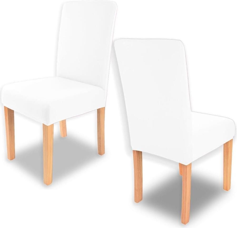 Henry Stretch-stoelhoes voordeelverpakking set van 4 ronde en hoekige stoelleuningen bi-elastische pasvorm met zegel van Öko-Tex-standaard 100: getest en betrouwbaar (wit)