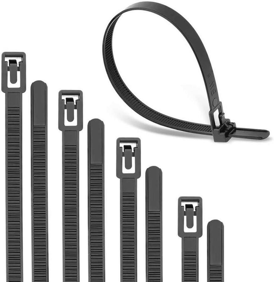 Herbruikbare kabelbinders 200 stuks verschillende maten sterke en duurzame stropdassen voor binnen en buiten