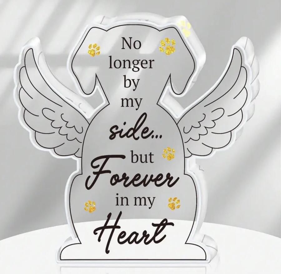 Herdenkingsplaat hond eerbetoon rouw cadeau voor op de tafel of bureau overlijden en herinnering herdenkingsgeschenk acryl