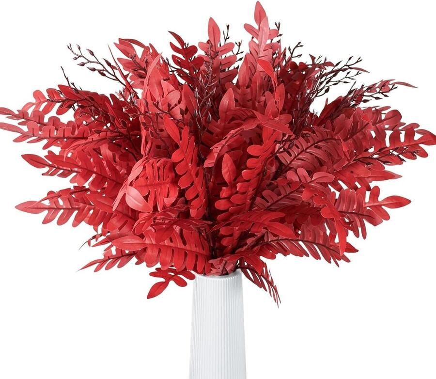 Herfst Kunstmatige Groene Stengels 10 Stuks 55 cm Herfst Nepplanten Binnen Buiten Decoratie Rode Herfstbladeren Realistische Bladeren Bruiloft Tafel Decoratie