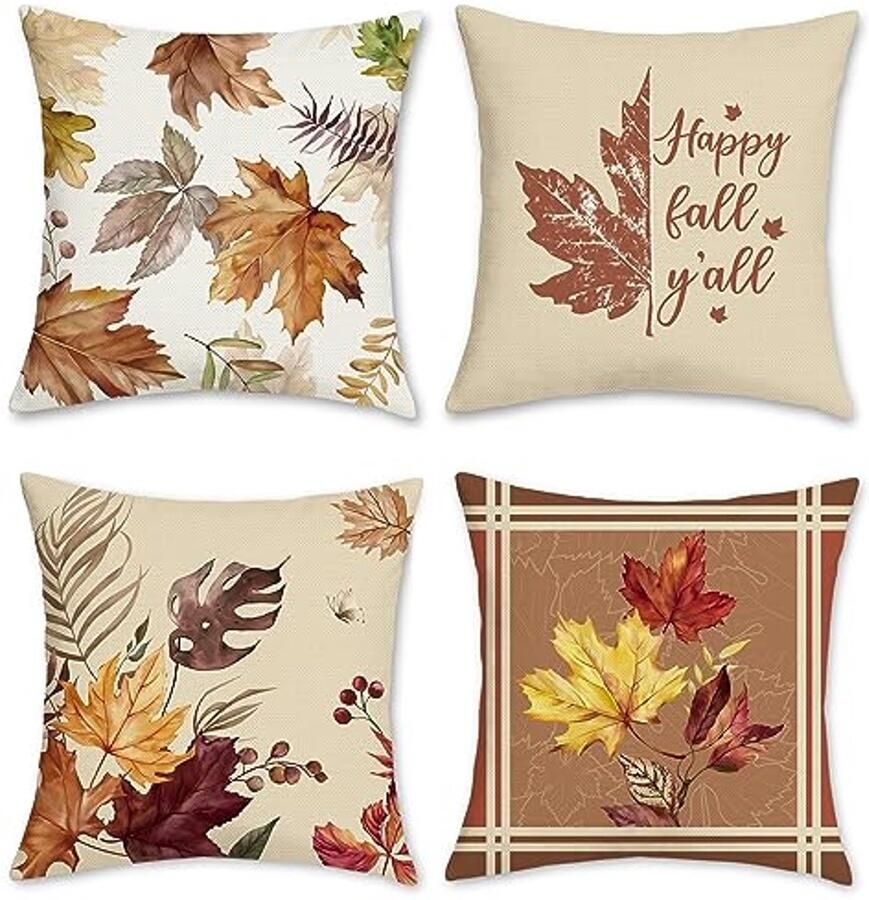 Herfstbladeren Kussenhoezen Set van 4 Decoratieve Kussenslopen voor Bank en Tuin