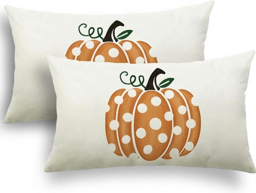 Herfstkussensloop 30 x 50 cm set van 1 kussensloop herfst pompoen decoratief bankkussen linnen kussenhoezen herfstdecoratie outdoor pompoenkussen voor slaapkamer woonkamer bank