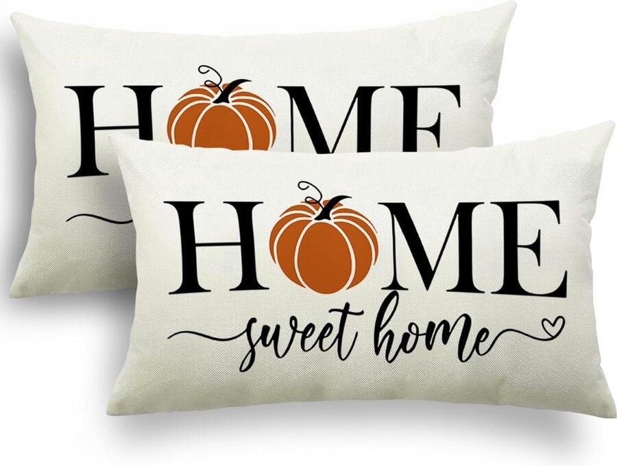 Herfstkussensloop 30 x 50 cm set van 1 kussensloop herfst pompoen decoratief bankkussen linnen kussenhoezen herfstdecoratie outdoor pompoenkussen voor slaapkamer woonkamer bank