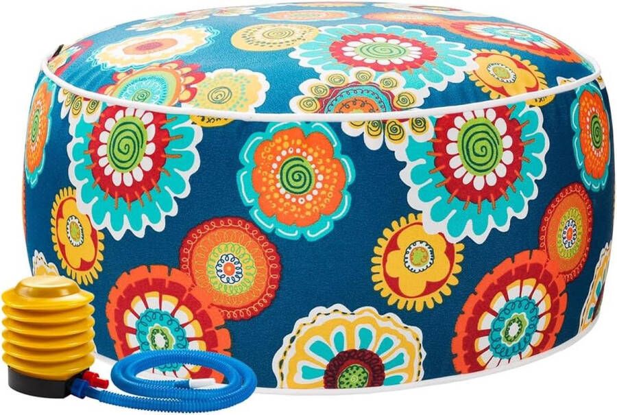 Heronsbill Opblaasbare kruk kleurrijke kruk voor binnen en buiten 50 x 23 cm waterdicht van polyester en pvc voor tuin zwembad woonkamer