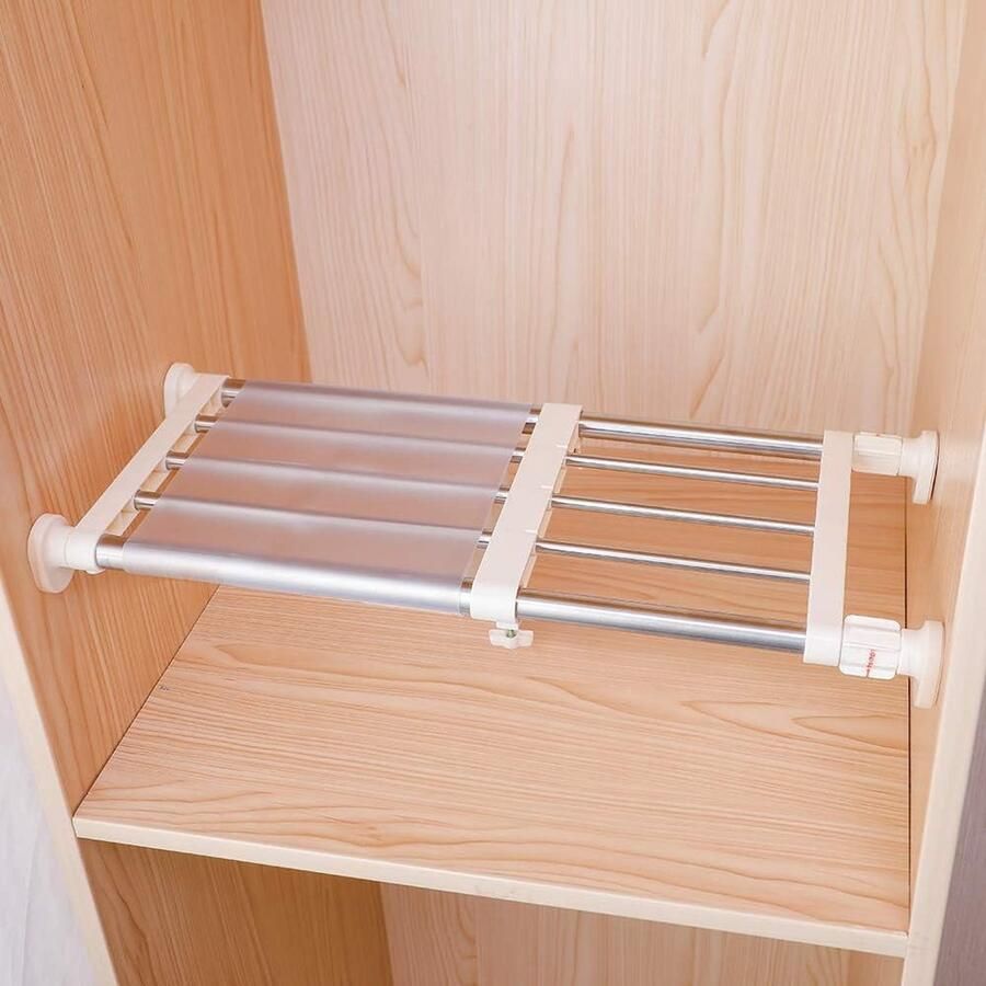Kast Spanplank & Staaf Uitbreidbaar Metalen Opbergrek Verstelbare Organizer DIY Divider Separator voor Kast Garderobe Kast Keuken Badkamer 40-60cm