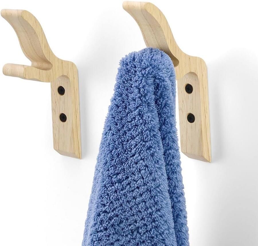 Houten wandkapstok set van 2 Multifunctionele haken voor muur ingang en slaapkamer