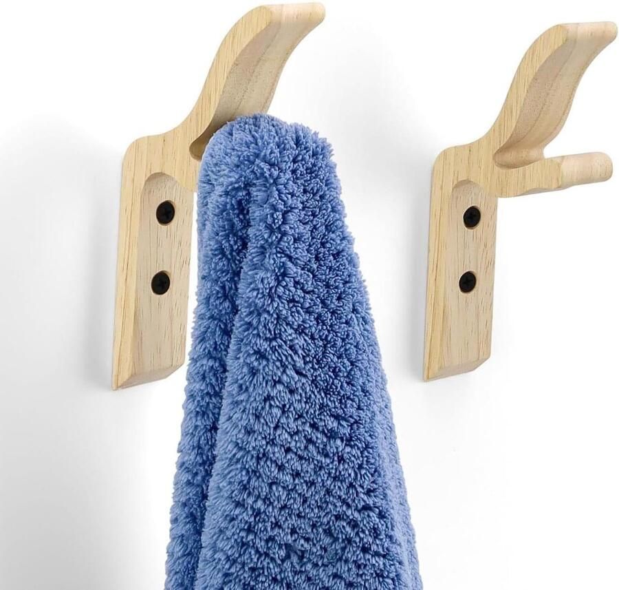 Houten Wandkapstok Patere Deer Set van 2 Stuks voor Muren Ingangen Slaapkamers Balkons