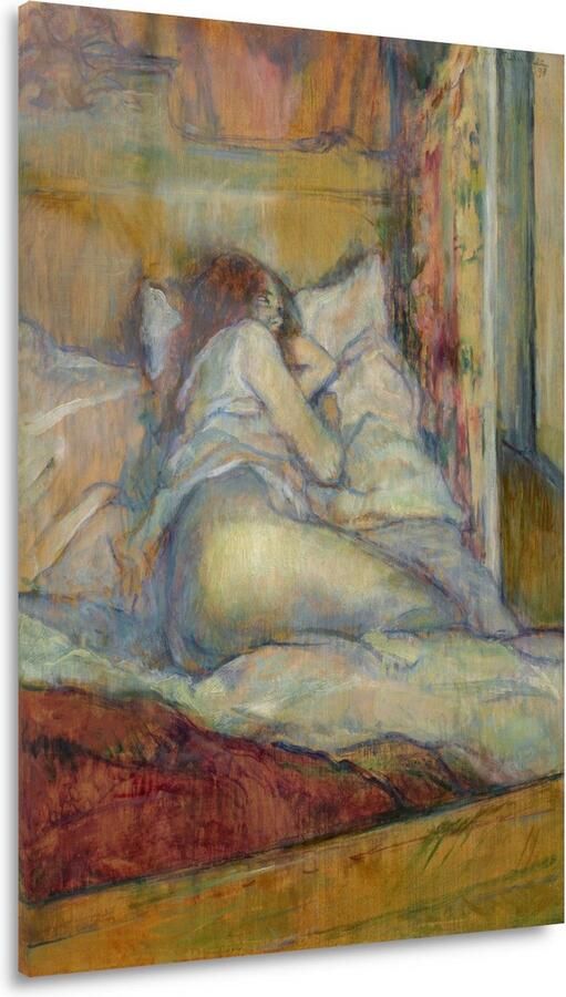 Het bed Henri de Toulouse-Lautrec schilderij Vrouw schilderijen glas Glasschilderij Oude meesters Modern schilderij Acrylaat Decoratie slaapkamer acrylglas 100x150 cm